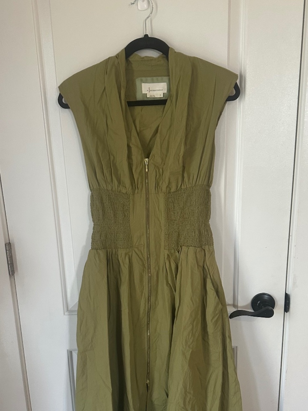 Anthropologie The Tommie Zip-Front Midi Dress green